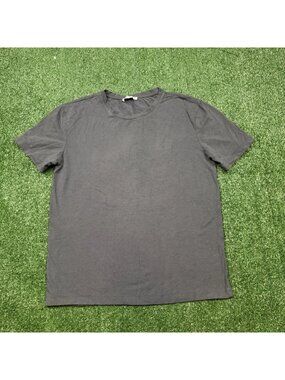 Zara T Shirt Women's Size L Gray Short Sleeve Slim Stretchy Fit Bady Doll Causal